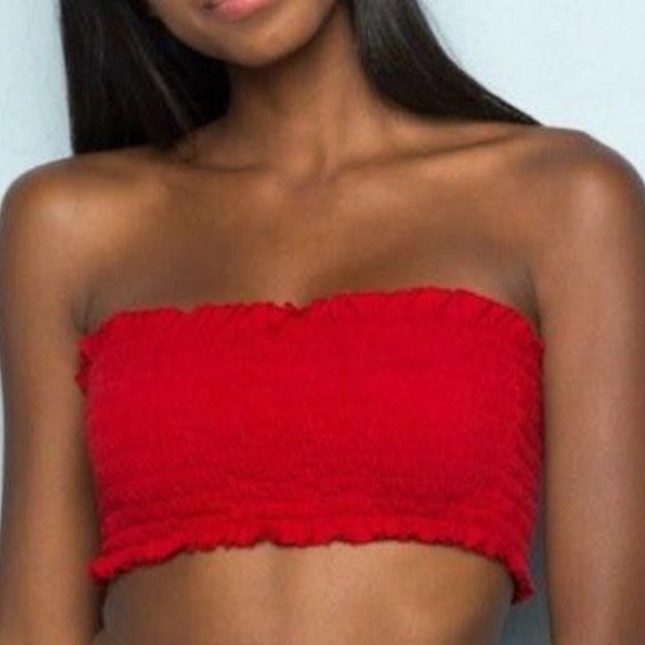 💜Red Brandy Melville strapless crop top - Picture 2 of 2